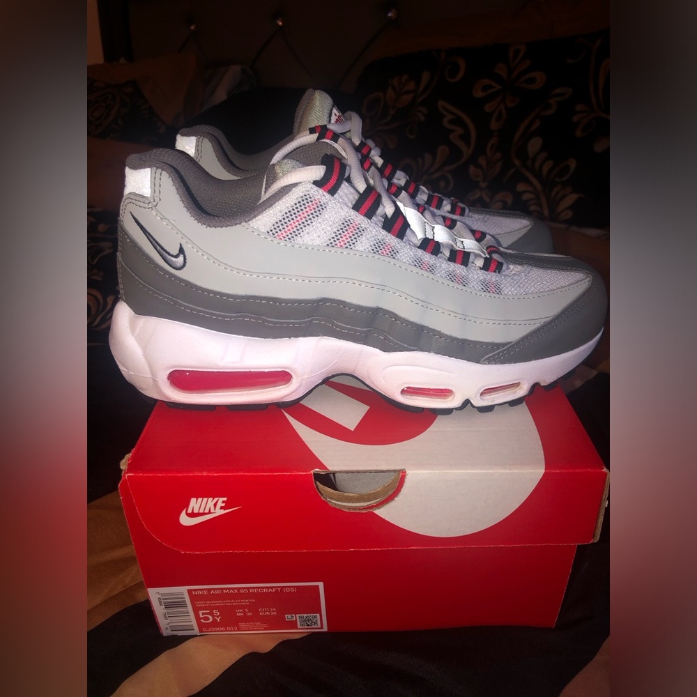Nike Air Max 95 in Gray, White, and Red